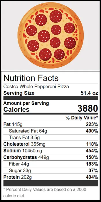 costco pepperoni pizza calories